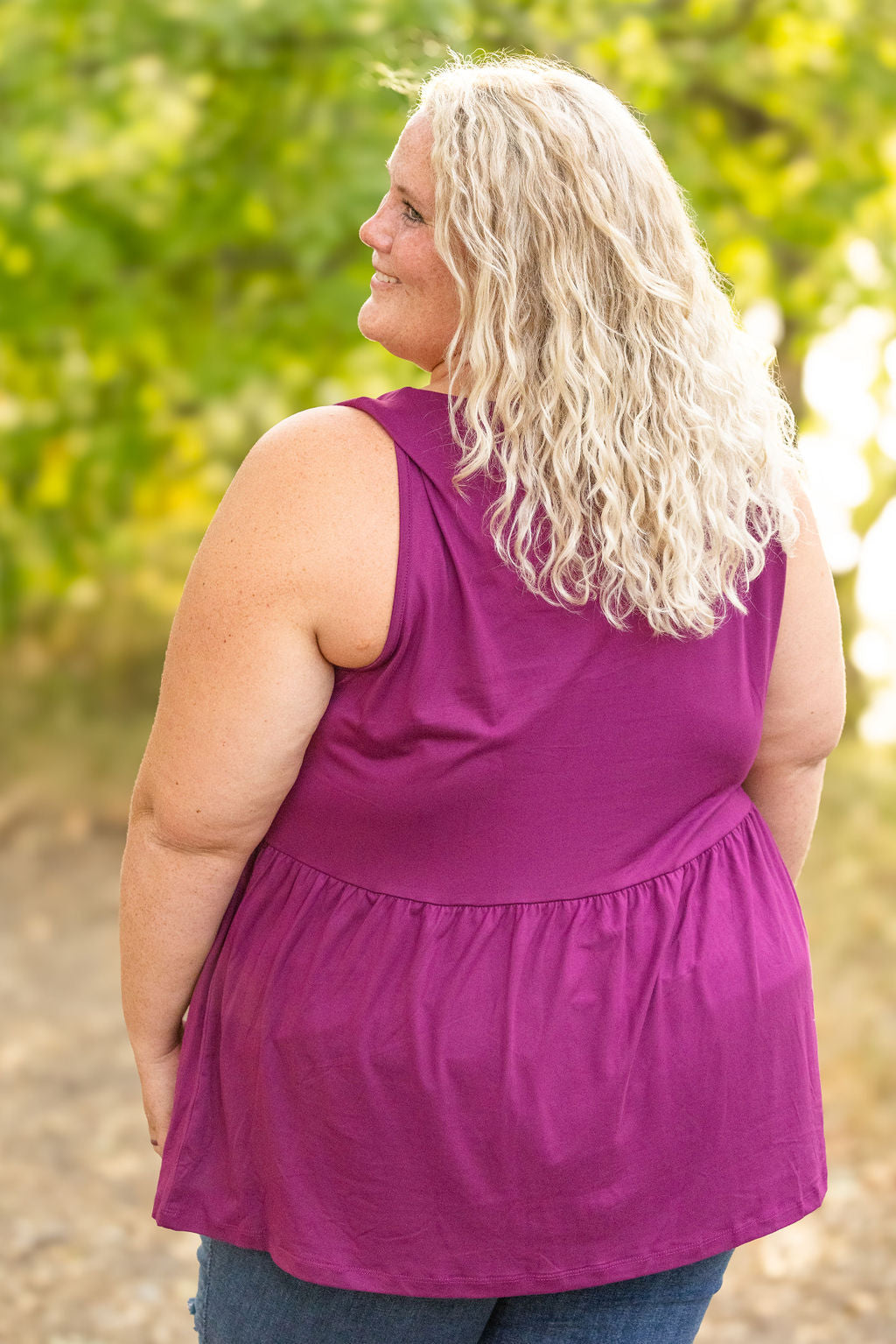 IN STOCK Renee Ruffle Tank - Dark Purple