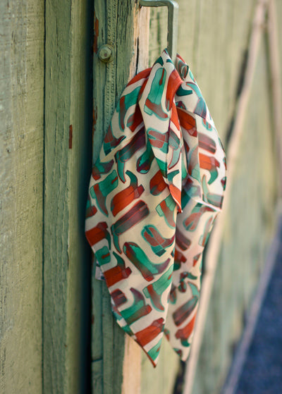 Cowboy Christmas Boots Holiday Silk Scarf Wild Rag - Christmas Scarf