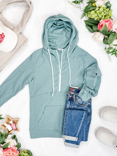 IN STOCK Pixie Pocket Halfzip Hoodie - Sage