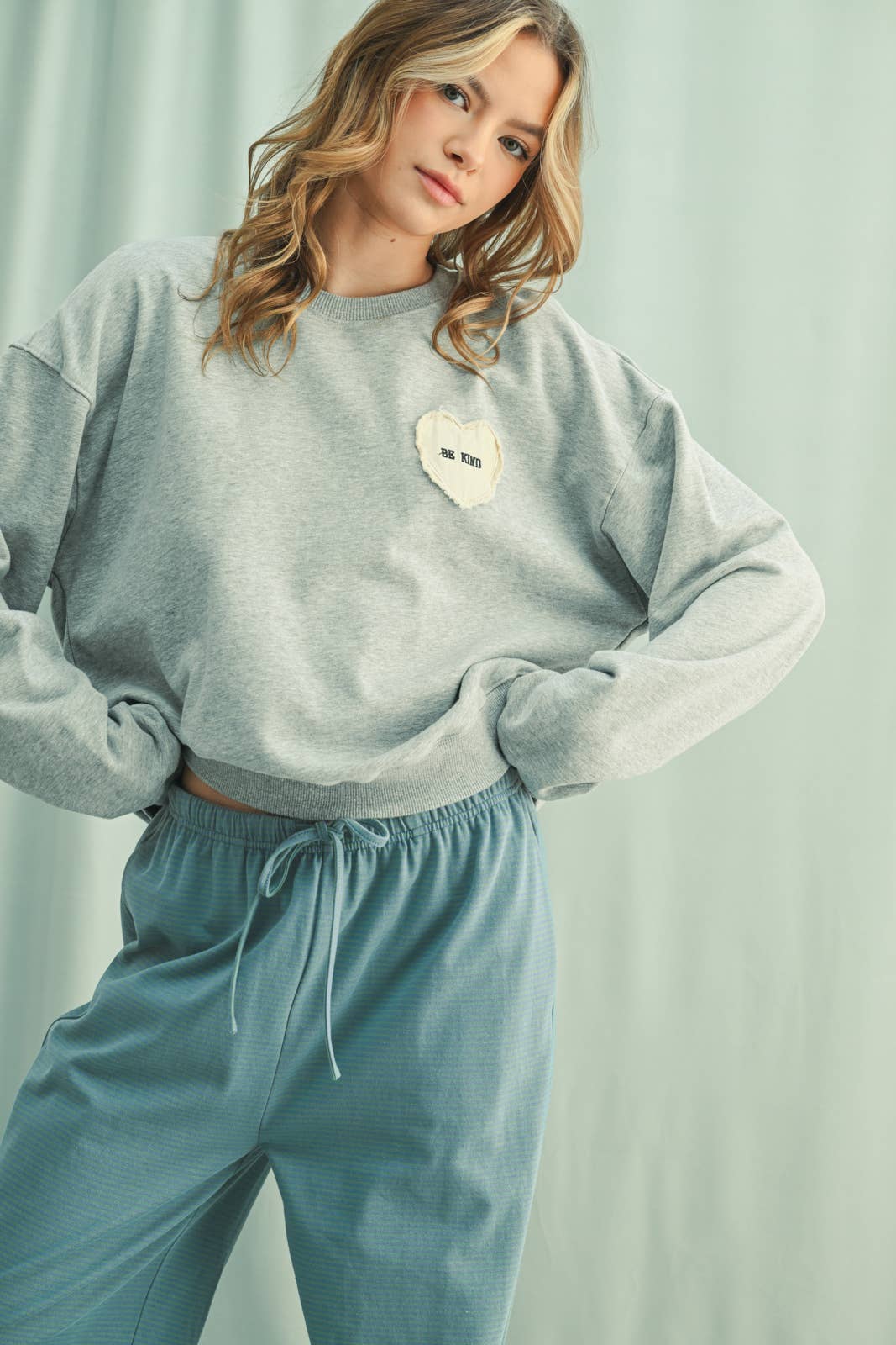 Be Kind French Terry Sweatshirt- Heather Grey