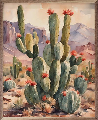 Cacti With Mountains: 32 x 40 x 1.5