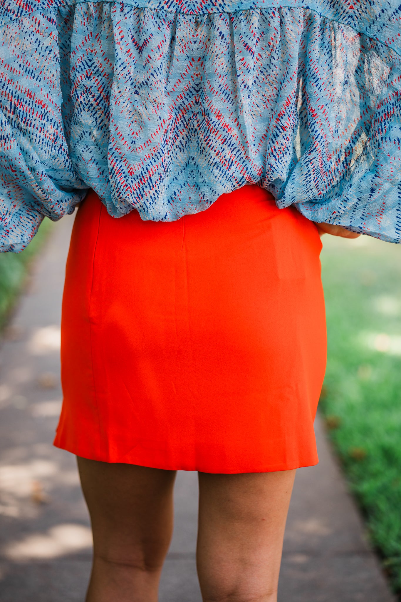 Bright Coral Red Slit Mini Skirt