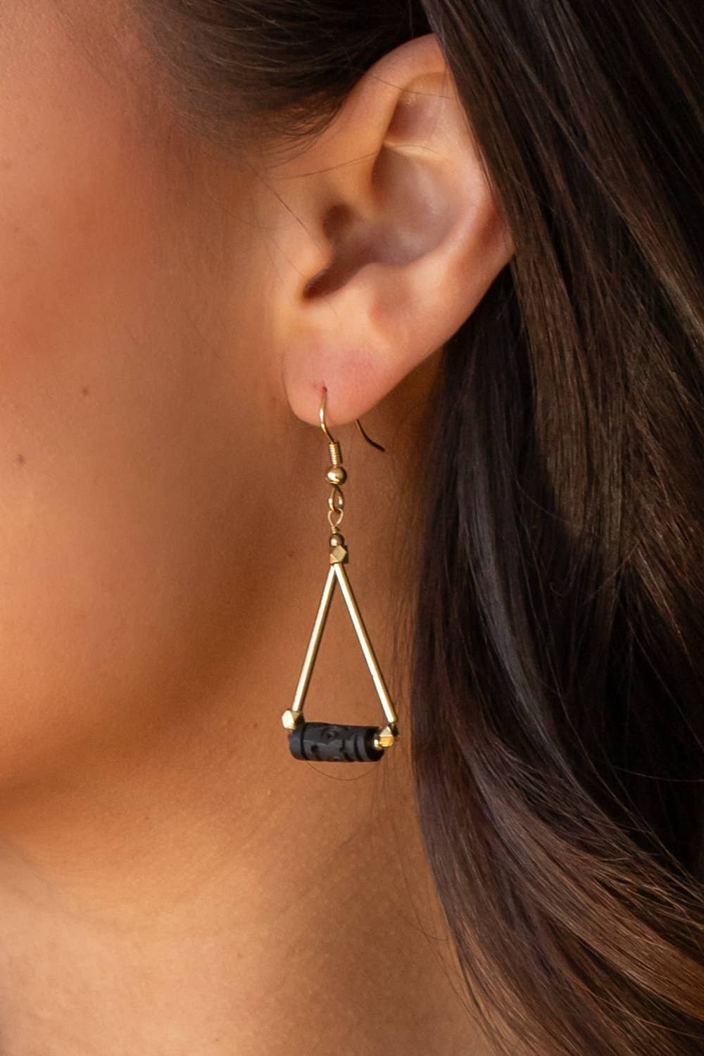 Gold & Black Dangle Earrings