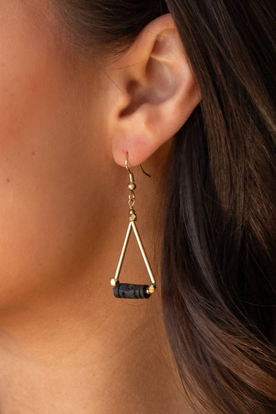 Gold & Black Dangle Earrings