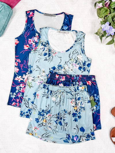 IN STOCK Luxe Crew Tank - Navy Floral Bliss