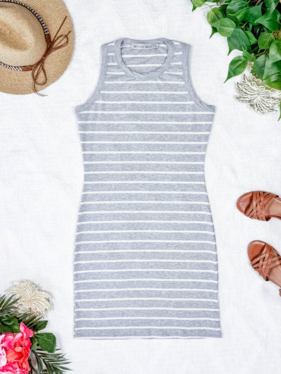 IN STOCK Mariah Ribbed Dress - Grey Stripes