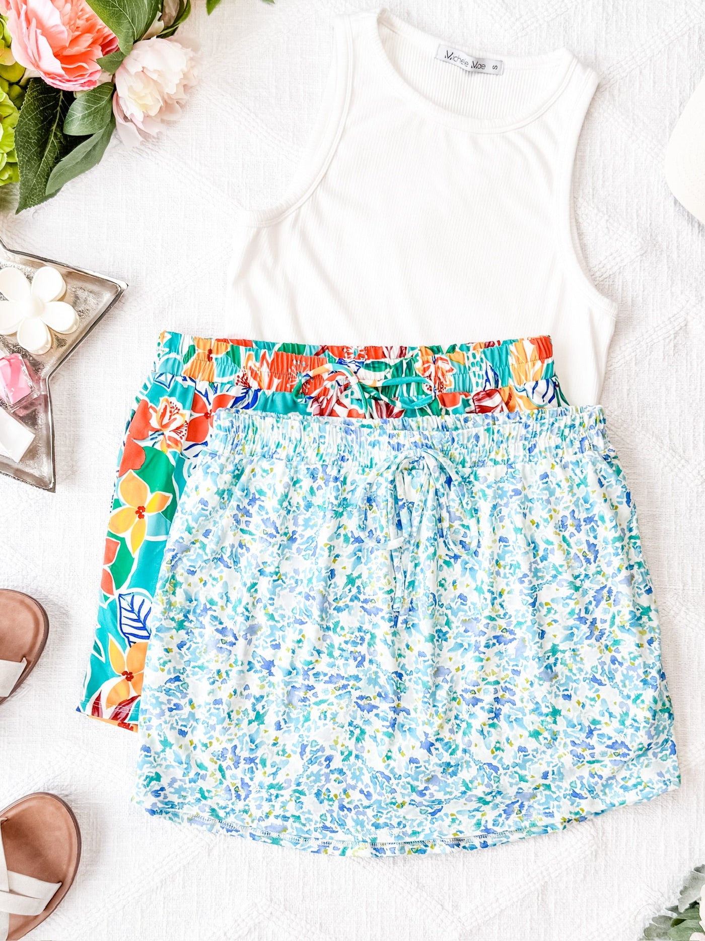 IN STOCK Sienna Skort - Aqua Micro Floral