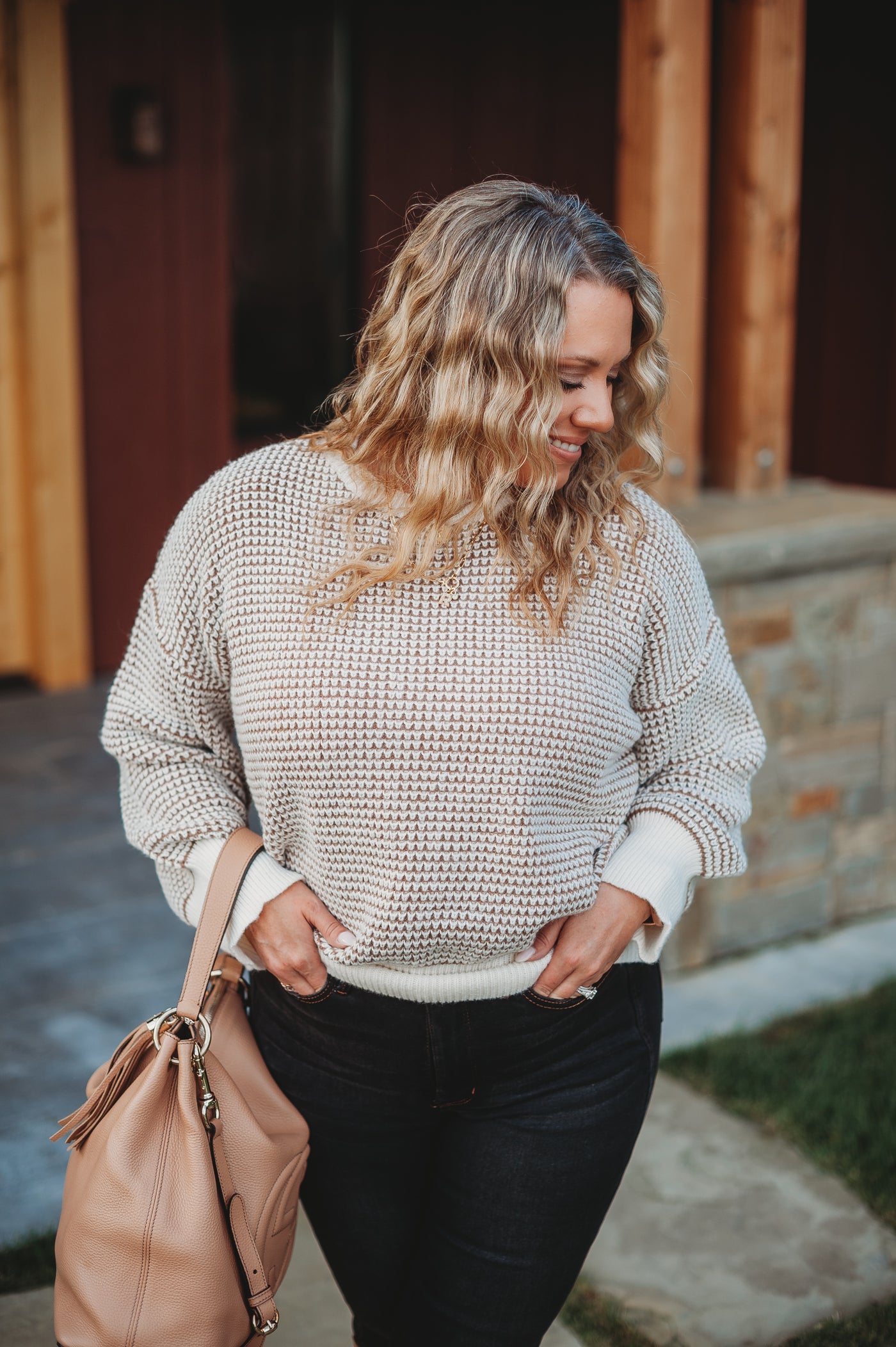 IN STOCK Charlotte Sweater - Mocha and Cream
