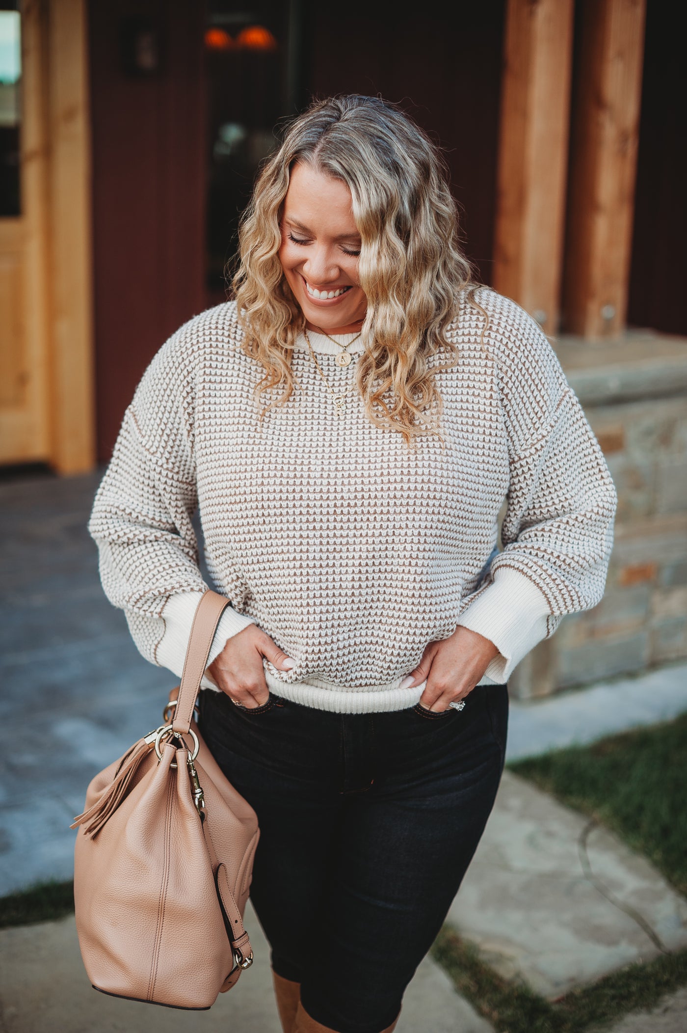 IN STOCK Charlotte Sweater - Mocha and Cream