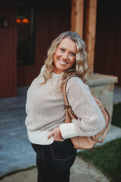 IN STOCK Charlotte Sweater - Mocha and Cream