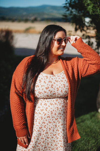 IN STOCK Billie Open Knit Cardigan - Rust