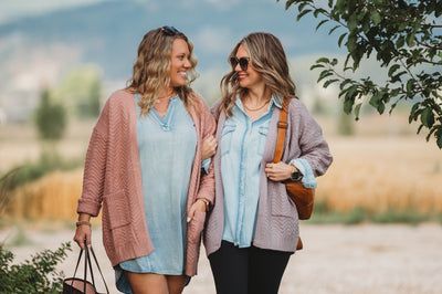 IN STOCK Billie Open Knit Cardigan - Dusty Purple