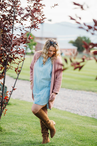 IN STOCK Billie Open Knit Cardigan - Dusty Rose