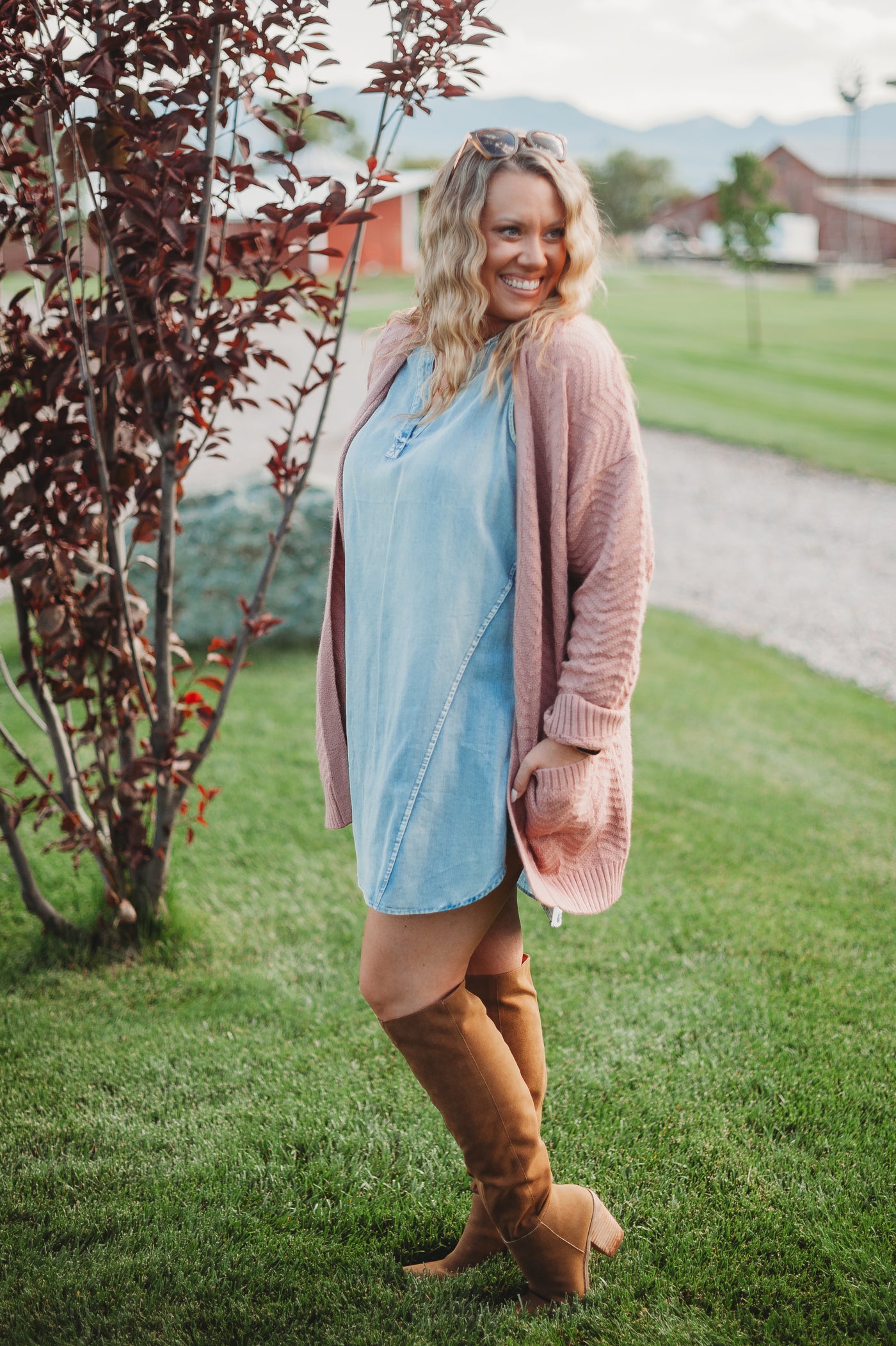 IN STOCK Billie Open Knit Cardigan - Dusty Rose