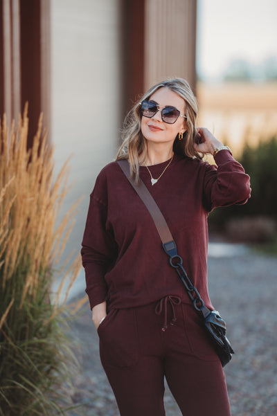 IN STOCK Corrine Joggers - Burgundy
