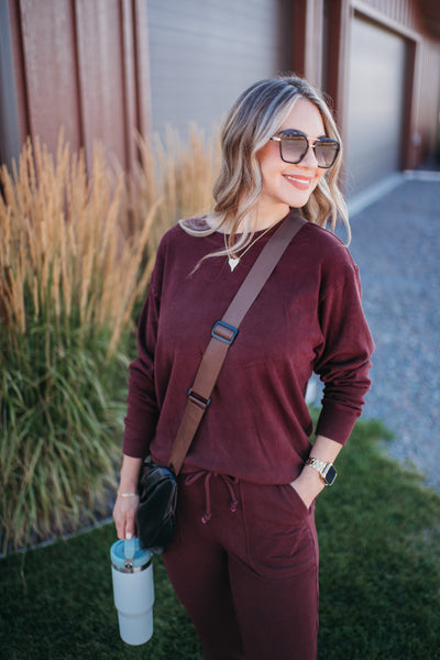 IN STOCK Corrine Ribbed Pullover Top - Burgundy