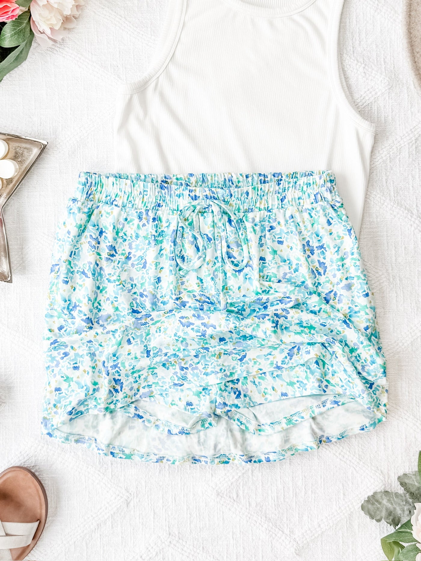 IN STOCK Sienna Skort - Aqua Micro Floral