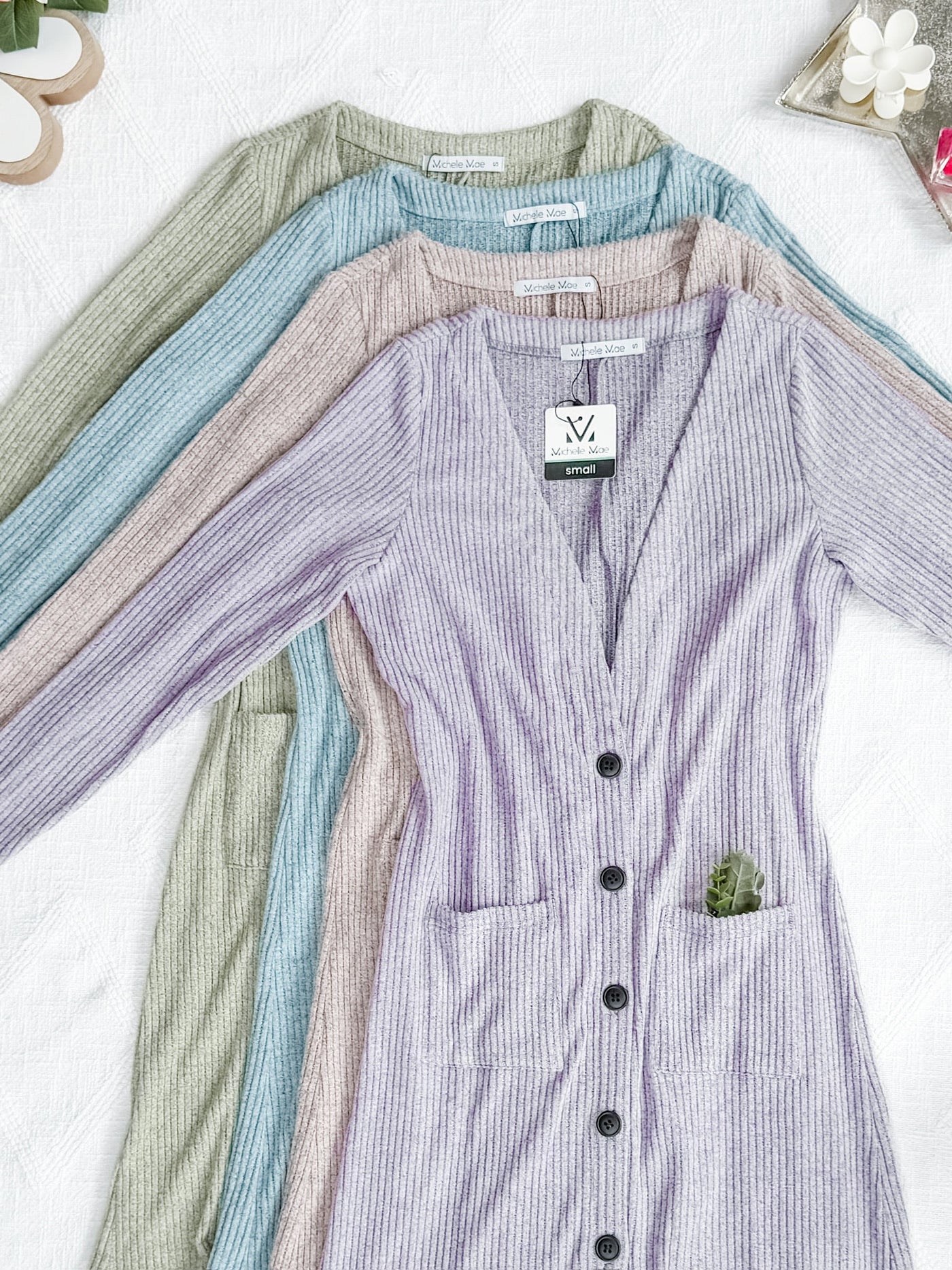 IN STOCK Knit Colbie Ribbed Cardigan - Dusty Blue