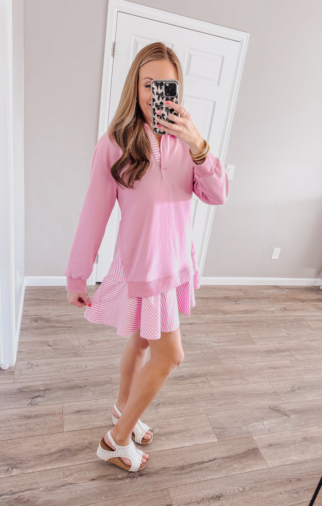 open lace back dress Pretty in Pink Preppy Dress from Preppy Palette Boutique Small / Pink