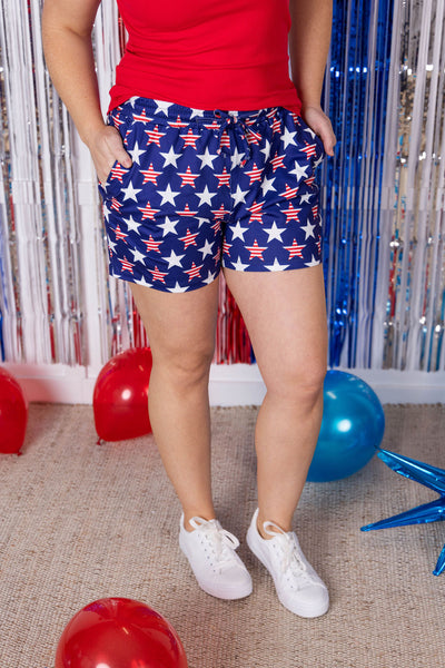 IN STOCK Jamie Shorts - Navy Stars and Stripes