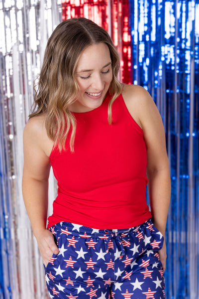 IN STOCK Tara Ribbed Tank - Red