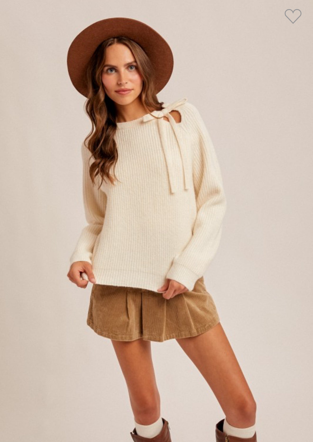 Ivory Autumn Bow Knit Sweater