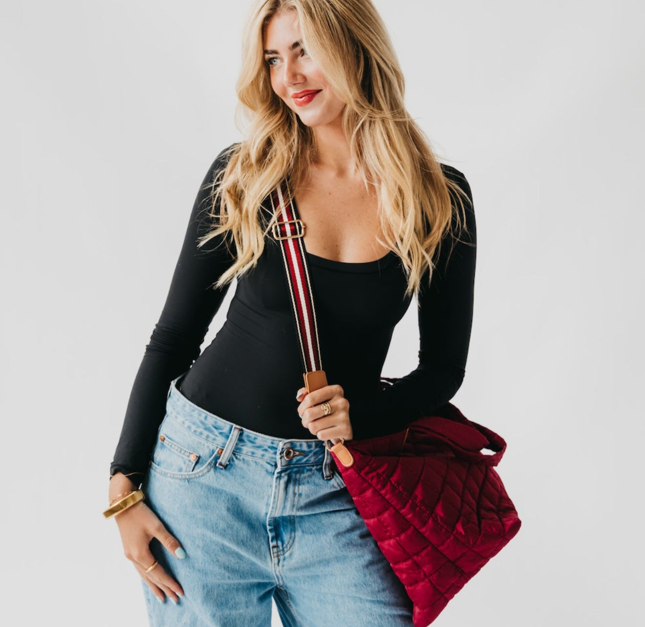 Day Dreamer Quilted Tote Bag- Burgundy