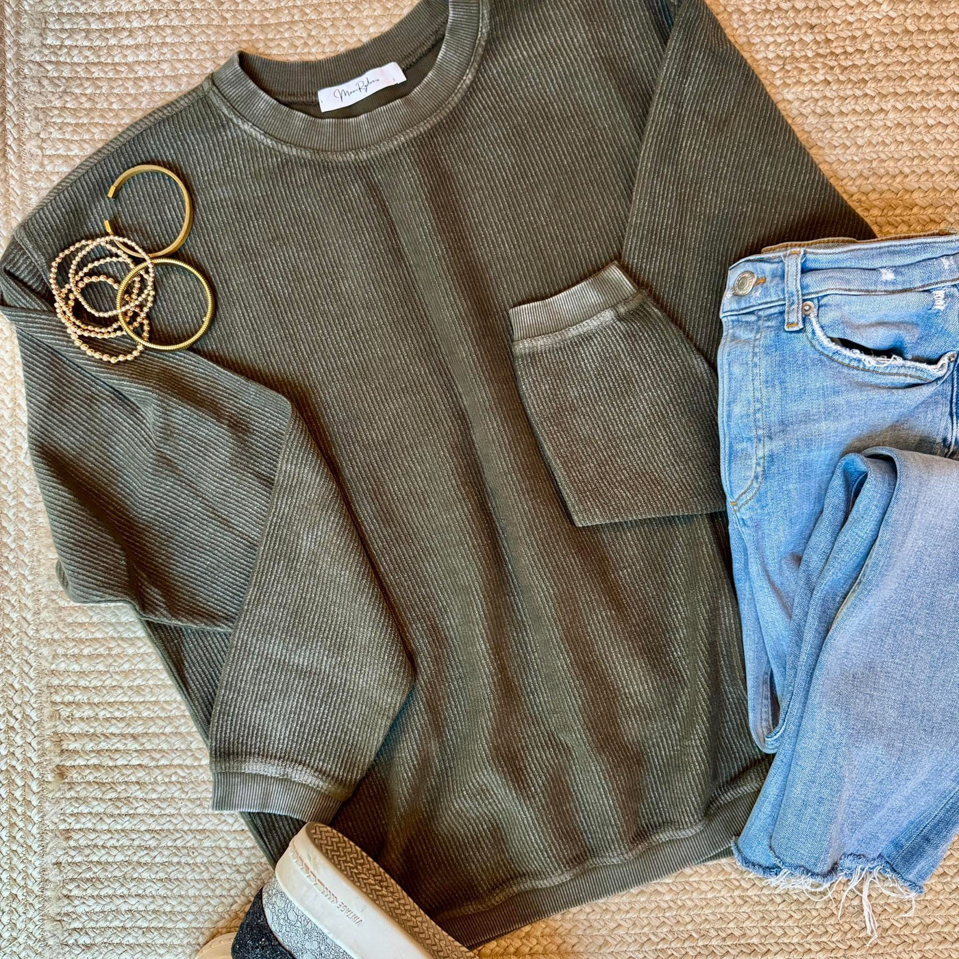 Hunter Green Ribbed Pullover