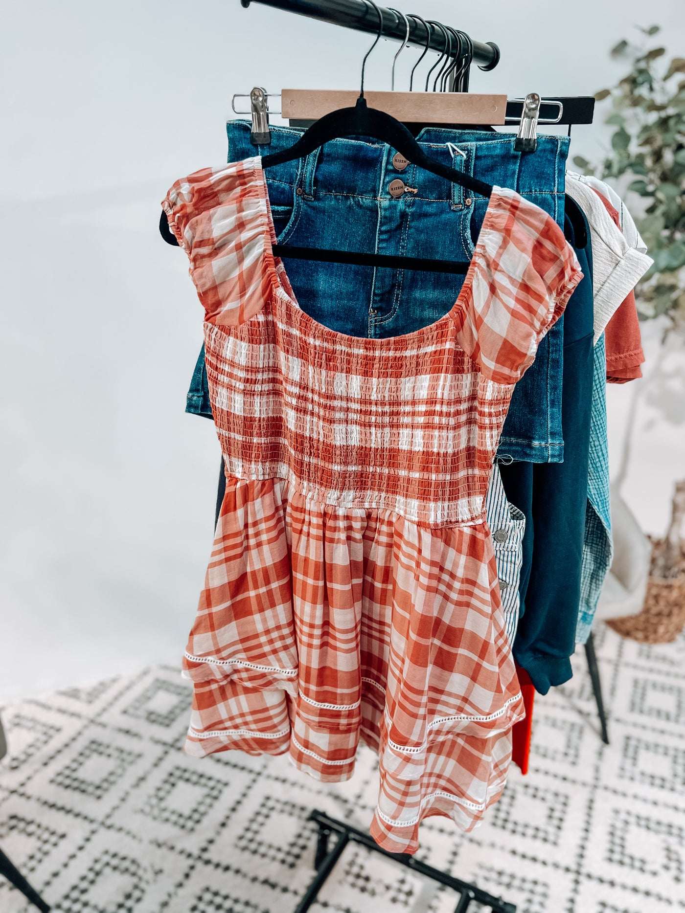 red and white plaid mini dress Sassy Shortcake Deck the Halls Plaid Dress