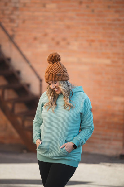 IN STOCK Tatum Textured Pullover Hoodie - Sea Green