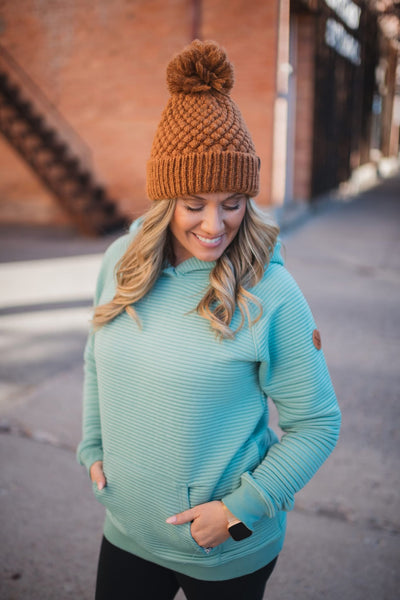 IN STOCK Tatum Textured Pullover Hoodie - Sea Green