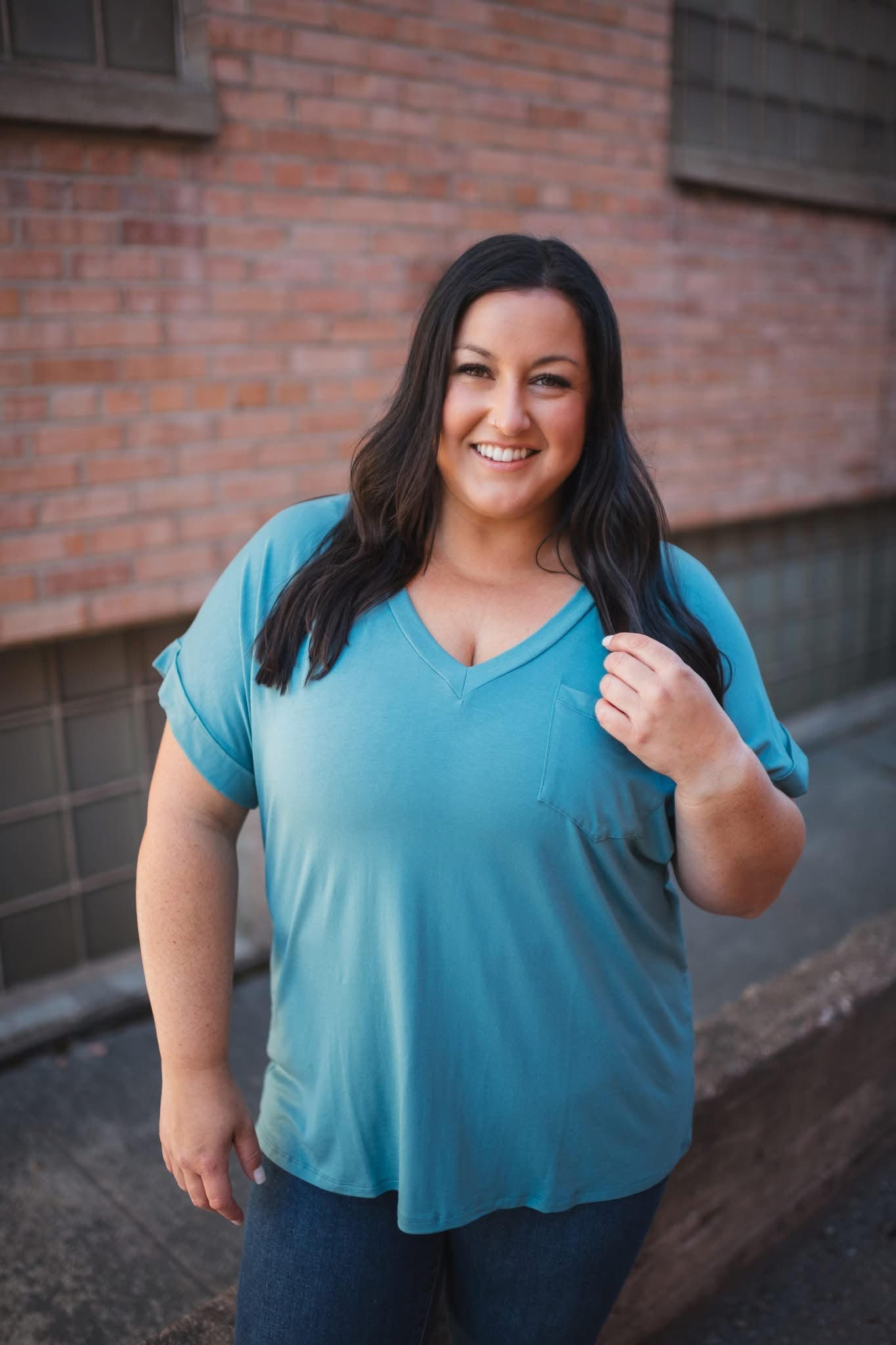 IN STOCK Sierra Pocket Top - Light Teal