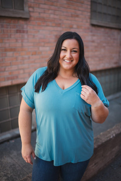 IN STOCK Sierra Pocket Top - Light Teal