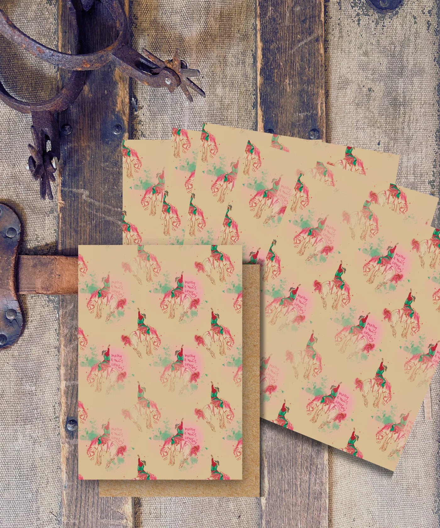 Merry X-Mas Cowboy Holiday Christmas Mini Western Card Set