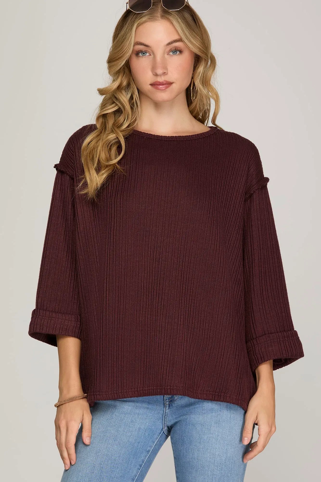 Canyon Ridge Knit Top- Plum
