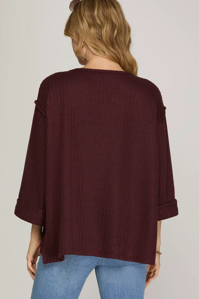 Canyon Ridge Knit Top- Plum
