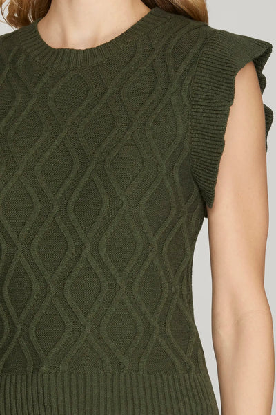 Evergreen Cable Knit Sweater Top