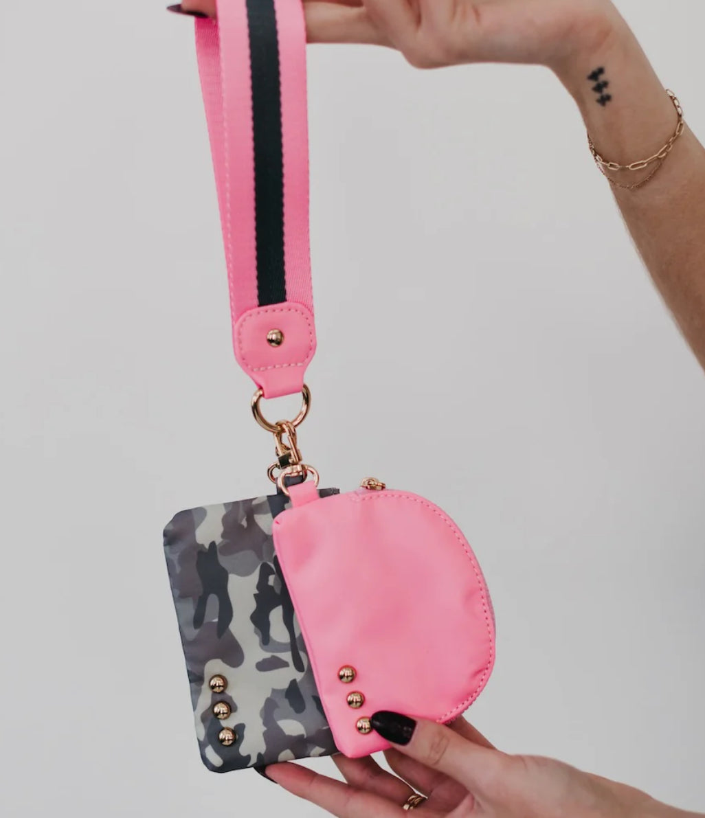 Dolly Dual Pouch Wristlet- Camo/Pink