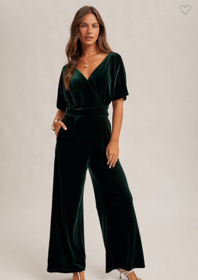 Evergreen Velvet Jumper with Pockets