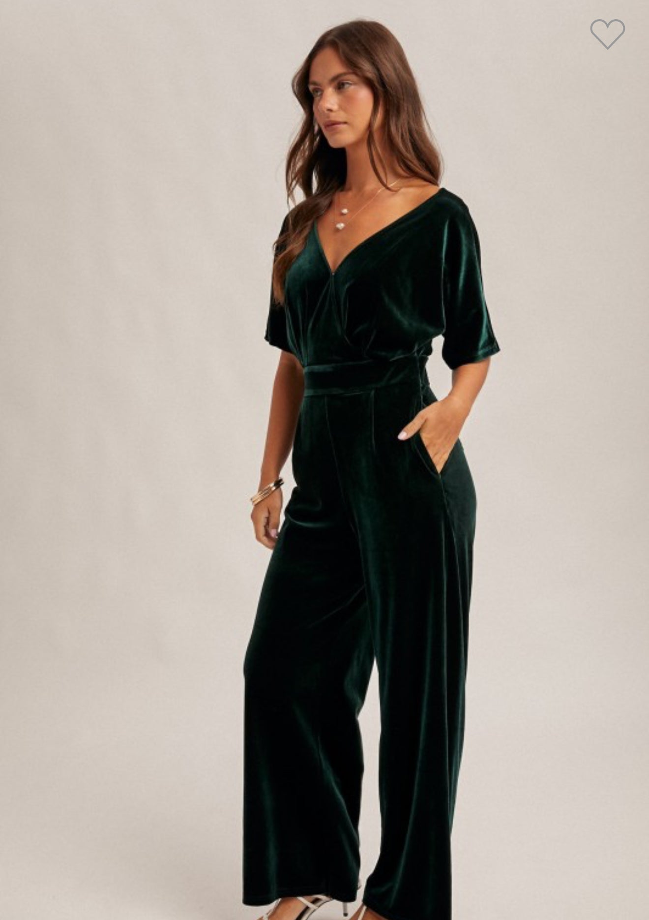 Evergreen Velvet Jumper with Pockets