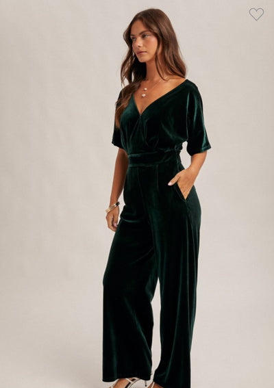 Evergreen Velvet Jumper with Pockets