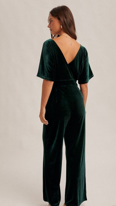 Evergreen Velvet Jumper with Pockets
