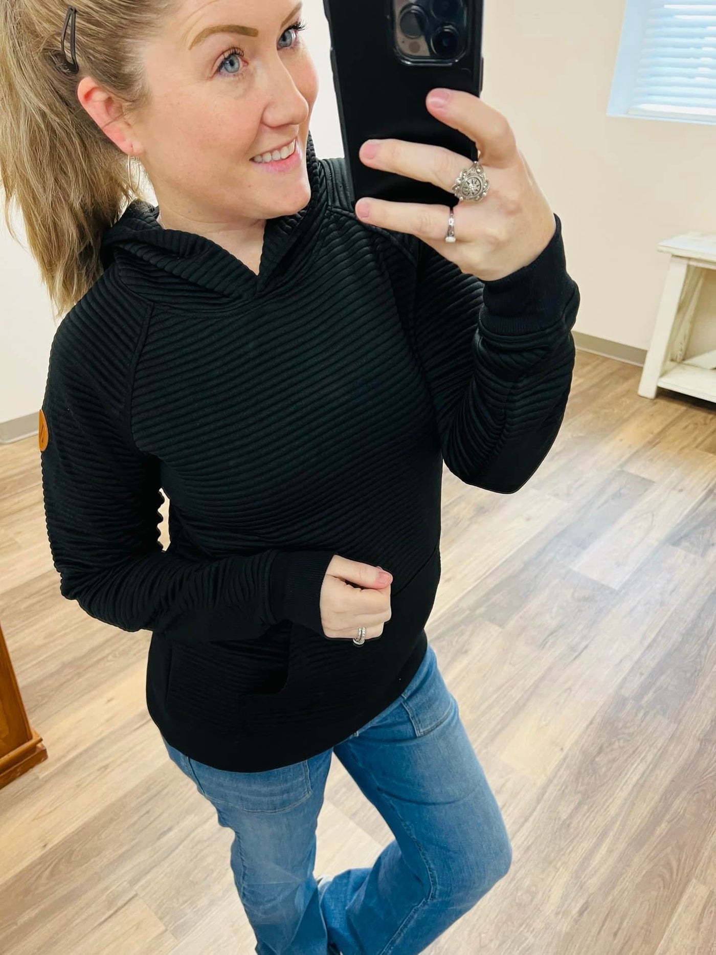 Black Tatum Textured Pullover Michelle Mae