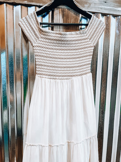 Ille Smocked Cream Dress