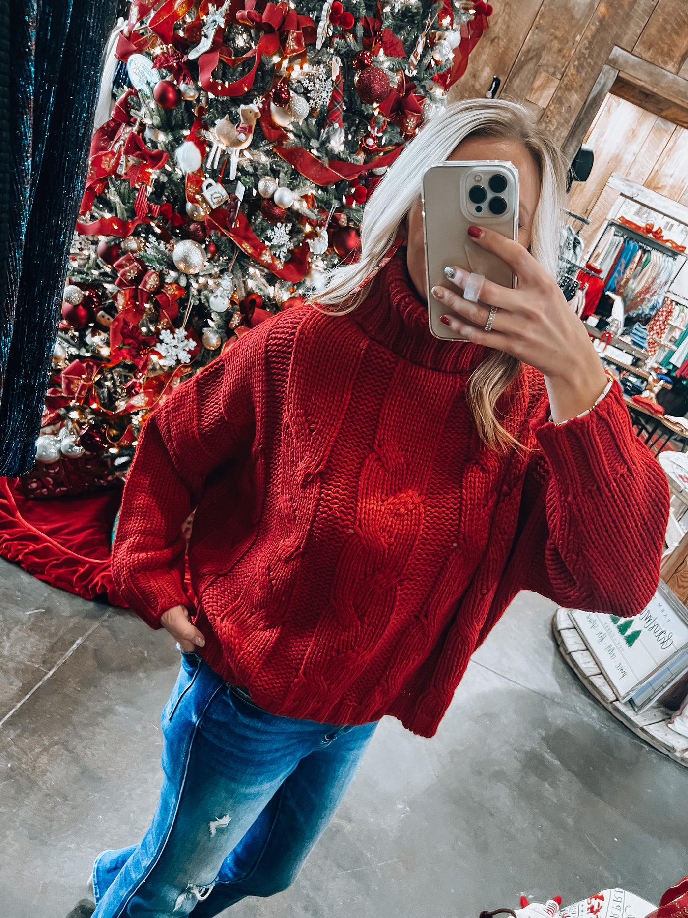 Christmas Red Cable Knit Sweater