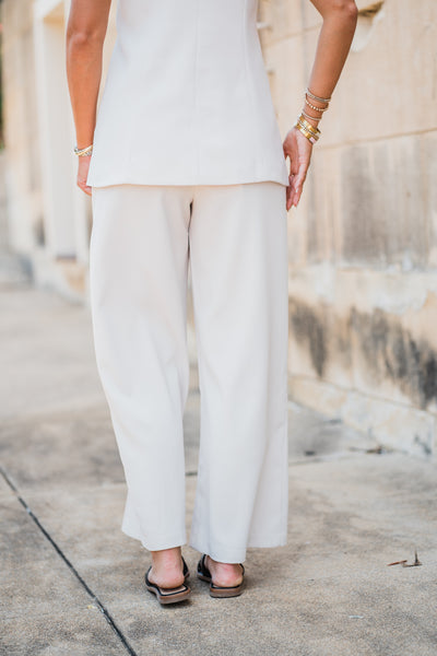 Cream Midtown Wide Leg Crop Pants
