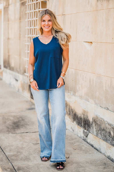 Navy Blue Everyday Ribbed Tank Top