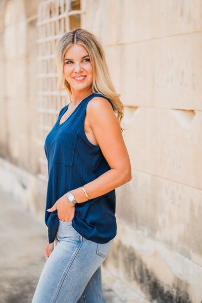 Navy Blue Everyday Ribbed Tank Top
