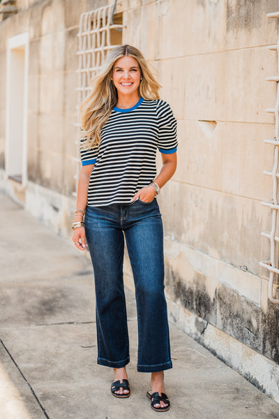 Riverbend Dark Wash High Rise Crop Wide Jeans
