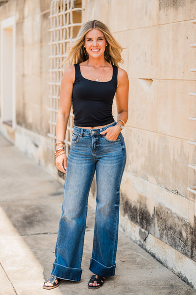 High Rise Wide Cuff Jeans